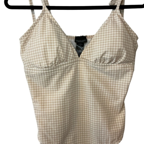 Cream and White One Piece Swimsuit with Adjustable Straps - Picture 5 of 5